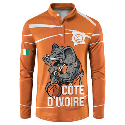 Ivory Coast Basketball Custom Button Sweatshirt Allez Les Elephants