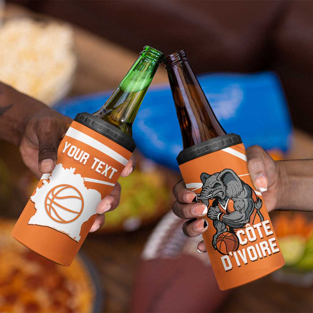 Afro Basketball Custom Ivory Coast 4 in 1 Can Cooler Tumbler Allez Les Elephants - African Pride