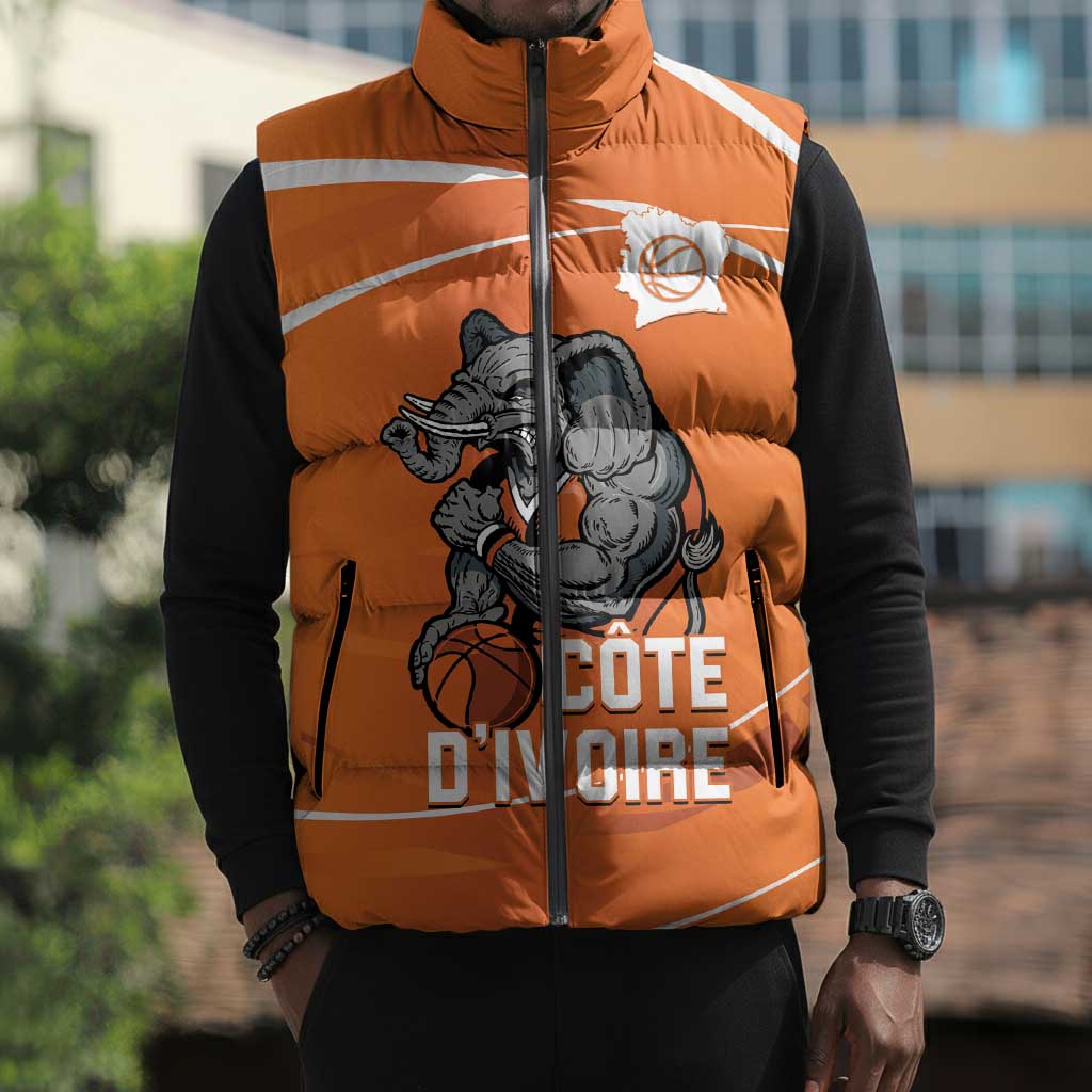 Ivory Coast Basketball Custom Sleeveless Puffer Jacket Allez Les Elephants