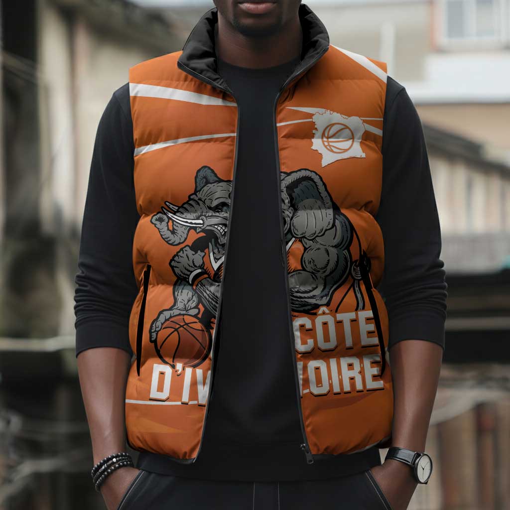 Ivory Coast Basketball Custom Sleeveless Puffer Jacket Allez Les Elephants