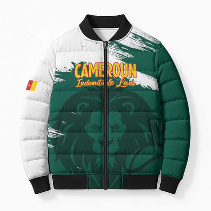 Cameroon Basketball Custom Bomber Puffer Jacket Come On Indomitable Lions