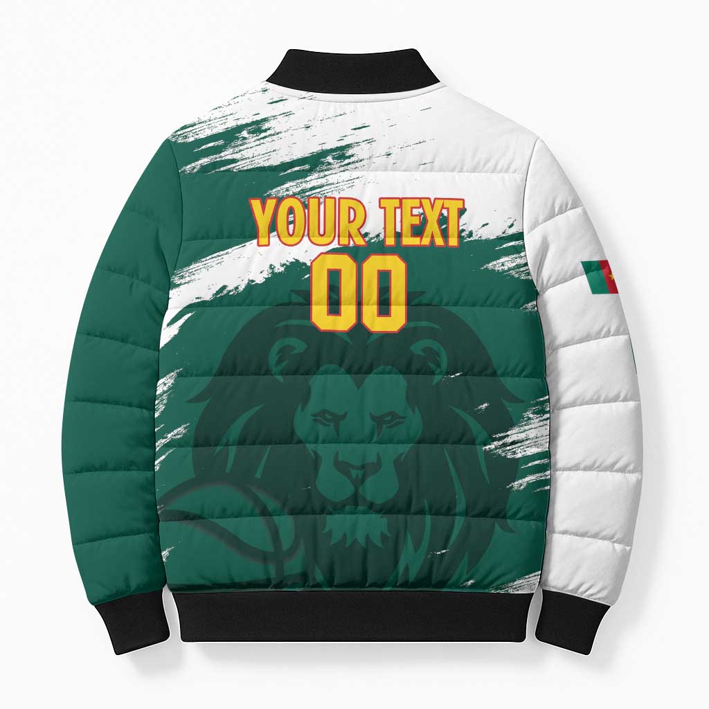 Cameroon Basketball Custom Bomber Puffer Jacket Come On Indomitable Lions