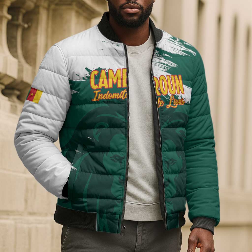 Cameroon Basketball Custom Bomber Puffer Jacket Come On Indomitable Lions