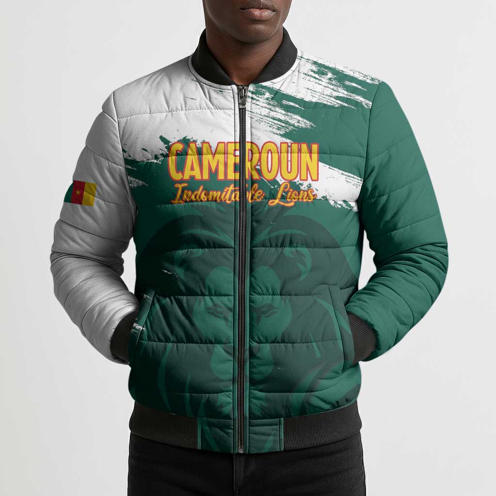 Cameroon Basketball Custom Bomber Puffer Jacket Come On Indomitable Lions