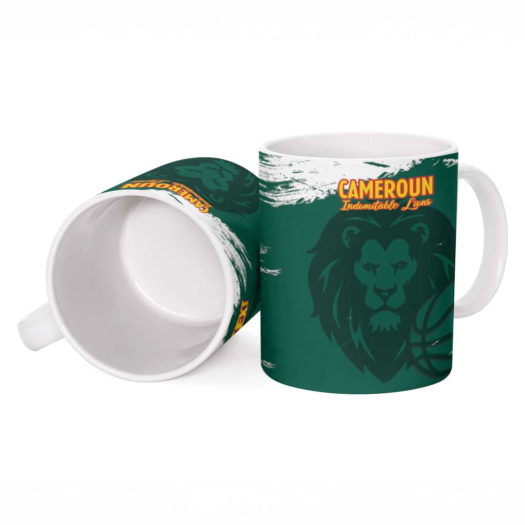 Cameroon Basketball Custom Ceramic Mug Come On Indomitable Lions