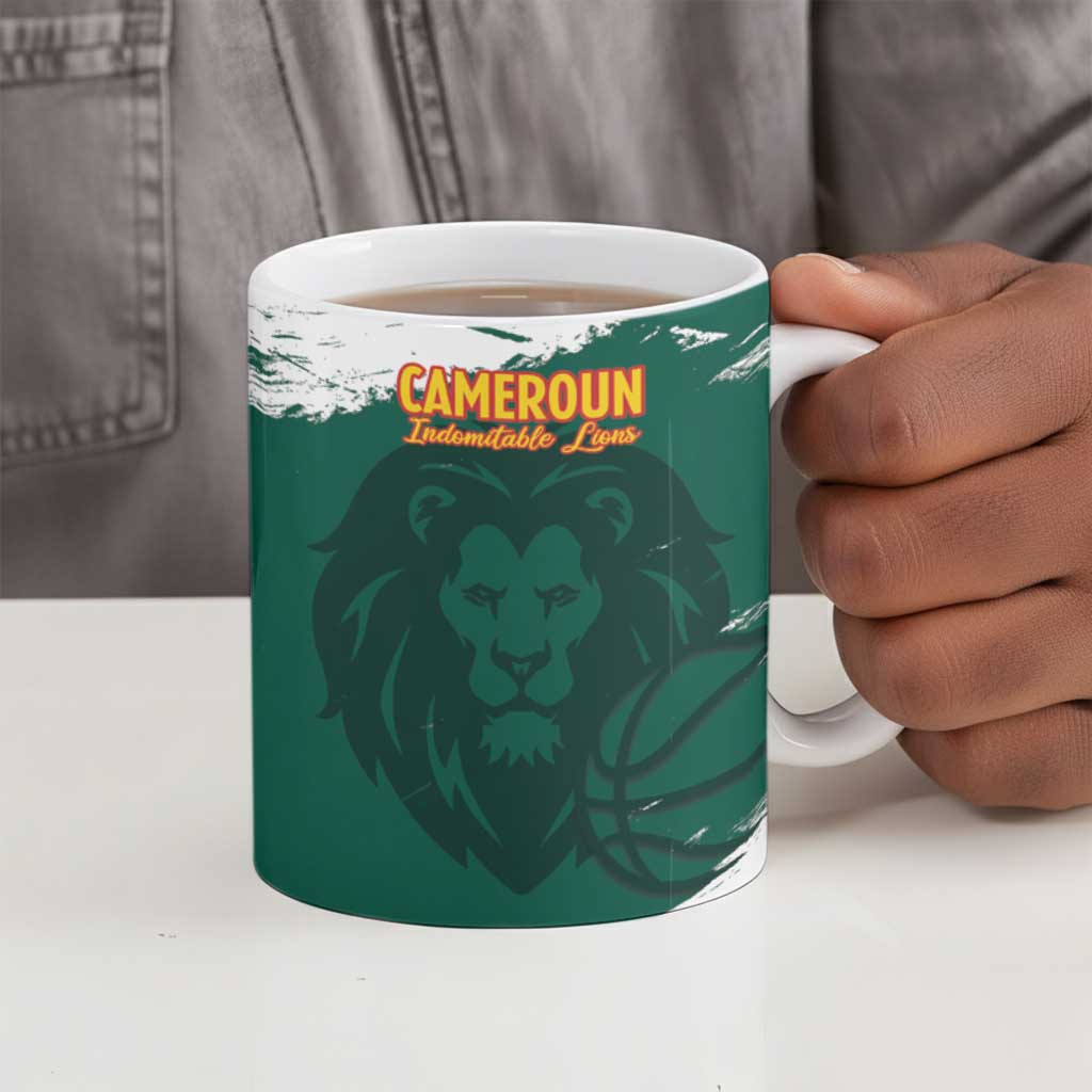 Cameroon Basketball Custom Ceramic Mug Come On Indomitable Lions