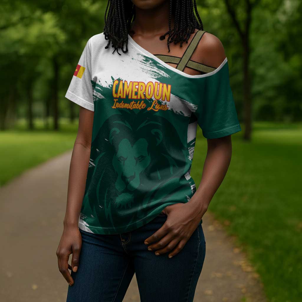 Cameroon Basketball Custom Cross Shoulder Shirt Come On Indomitable Lions