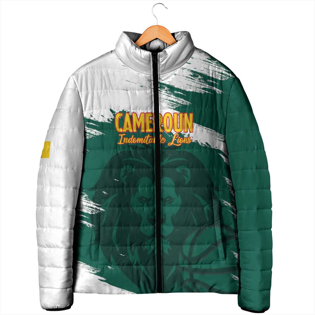 Cameroon Basketball Custom Padded Jacket Come On Indomitable Lions