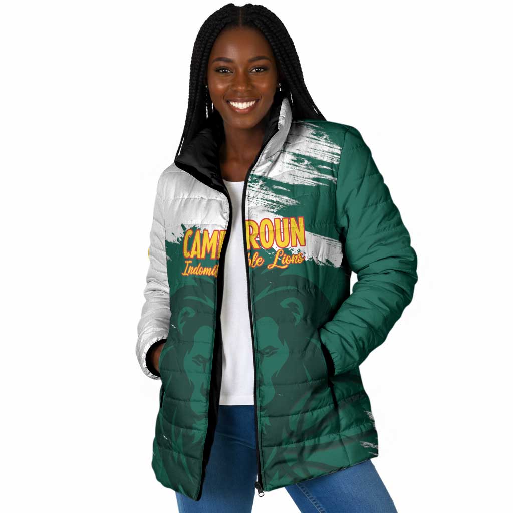 Cameroon Basketball Custom Padded Jacket Come On Indomitable Lions