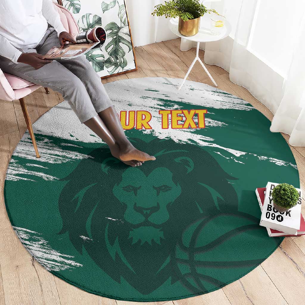 Afro Basketball Custom Cameroon Round Carpet Come On Indomitable Lions - African Pride