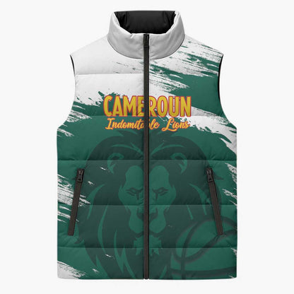 Cameroon Basketball Custom Sleeveless Puffer Jacket Come On Indomitable Lions