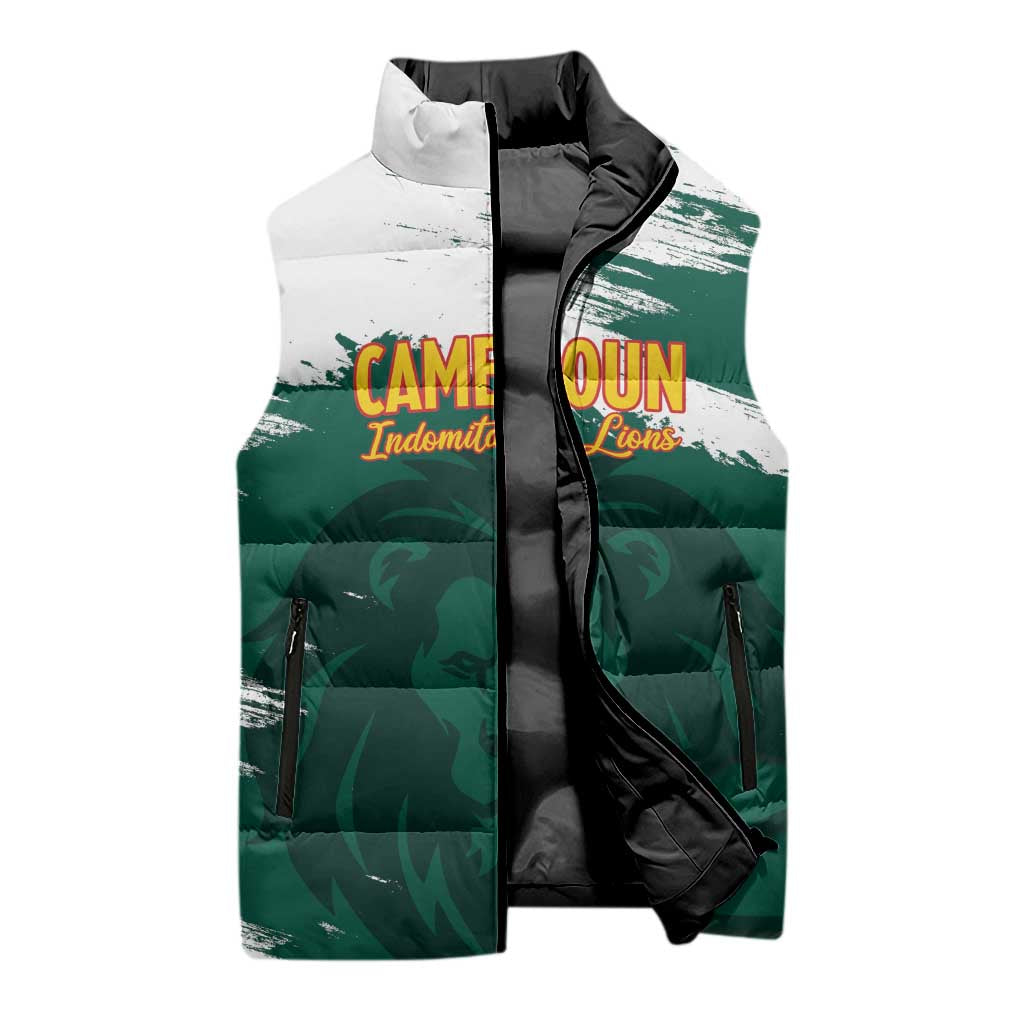 Cameroon Basketball Custom Sleeveless Puffer Jacket Come On Indomitable Lions