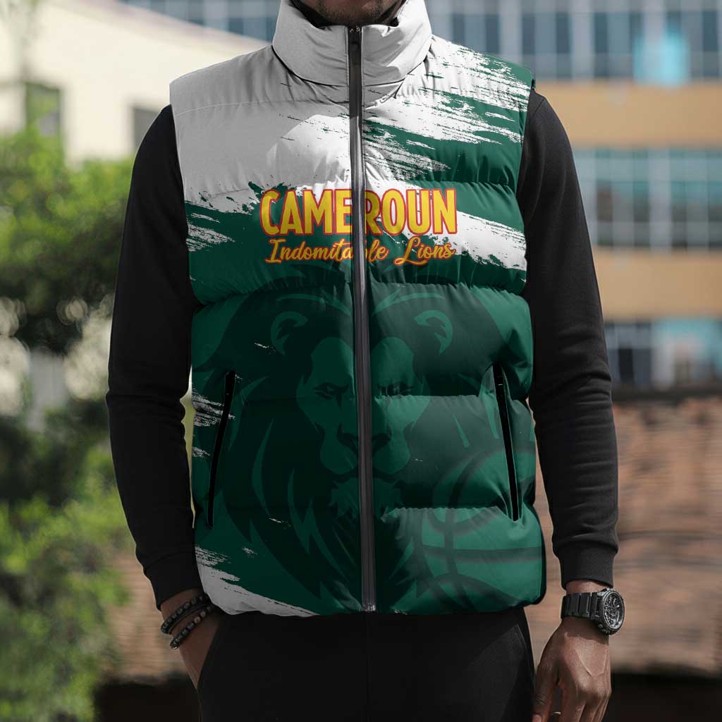 Cameroon Basketball Custom Sleeveless Puffer Jacket Come On Indomitable Lions