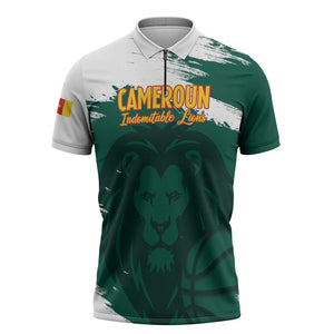 Cameroon Basketball Custom Zipper Polo Shirt Come On Indomitable Lions