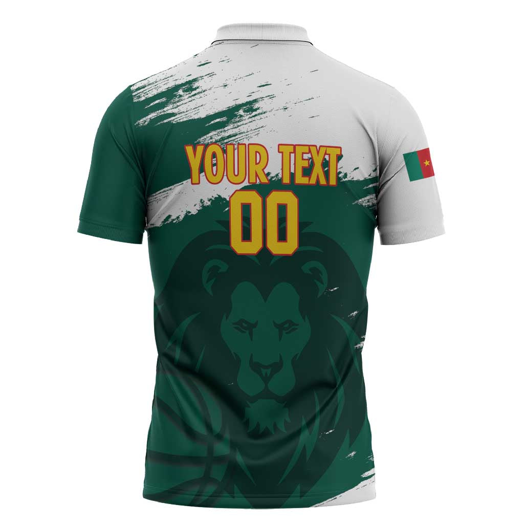 Cameroon Basketball Custom Zipper Polo Shirt Come On Indomitable Lions