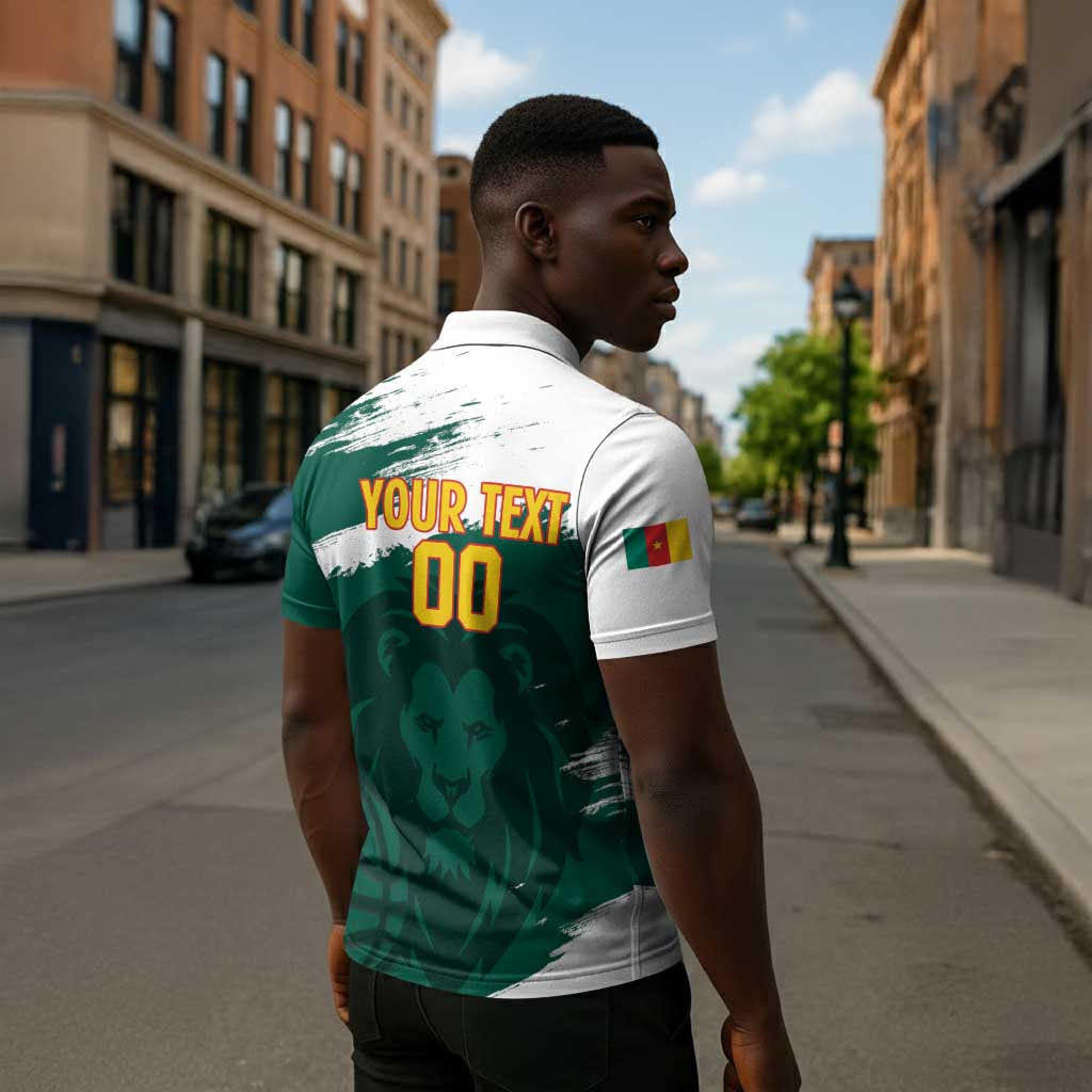 Cameroon Basketball Custom Zipper Polo Shirt Come On Indomitable Lions