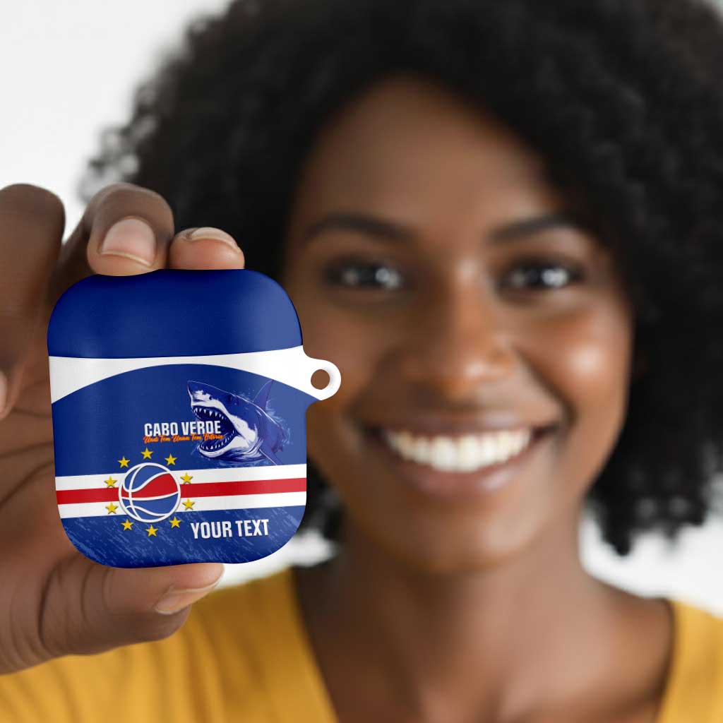 Cape Verde Basketball Custom AirPods Case Come On Blue Sharks