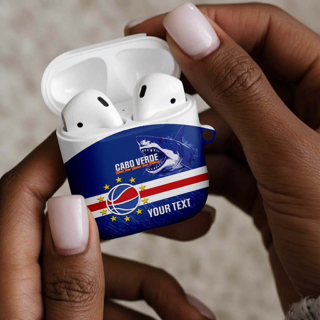 Cape Verde Basketball Custom AirPods Case Come On Blue Sharks