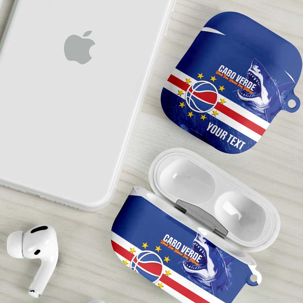 Cape Verde Basketball Custom AirPods Case Come On Blue Sharks