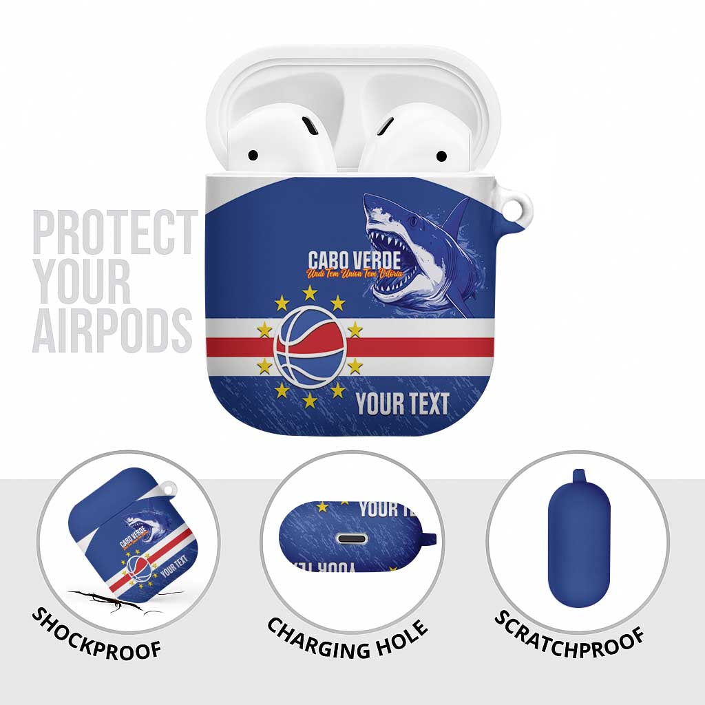 Cape Verde Basketball Custom AirPods Case Come On Blue Sharks