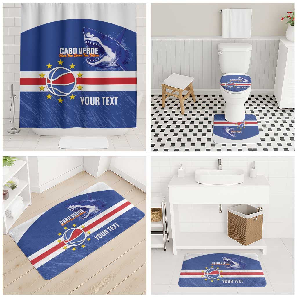 Cape Verde Basketball Custom Bathroom Set Come On Blue Sharks