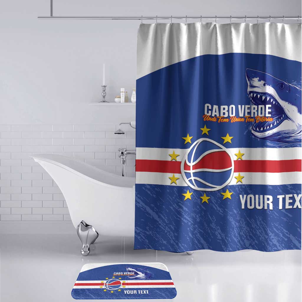 Cape Verde Basketball Custom Bathroom Set Come On Blue Sharks