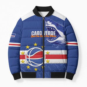 Cape Verde Basketball Custom Bomber Puffer Jacket Come On Blue Sharks