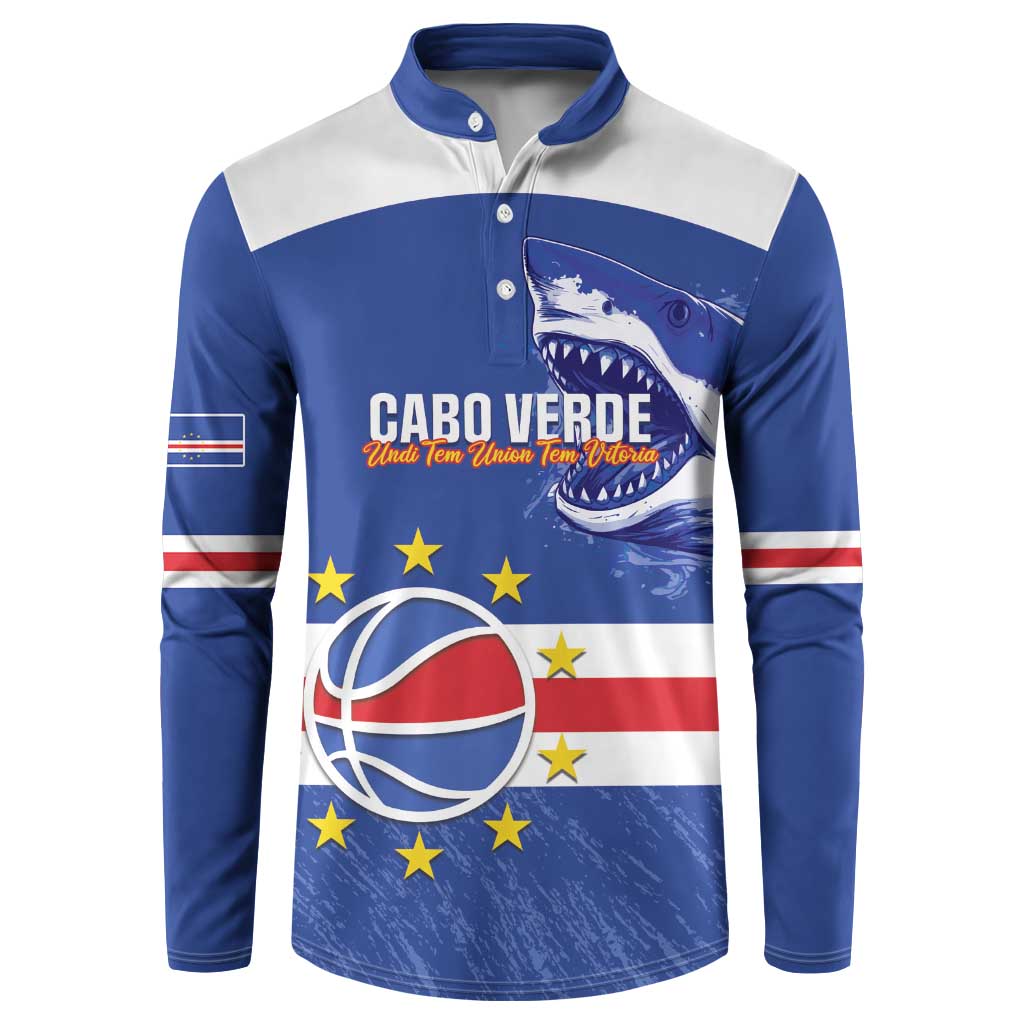 Cape Verde Basketball Custom Button Sweatshirt Come On Blue Sharks