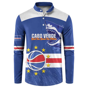 Cape Verde Basketball Custom Button Sweatshirt Come On Blue Sharks
