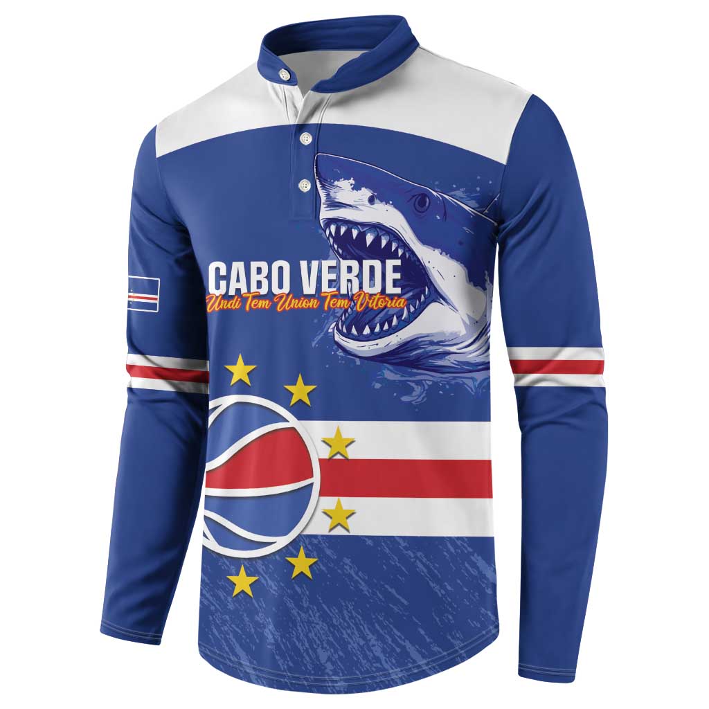 Cape Verde Basketball Custom Button Sweatshirt Come On Blue Sharks