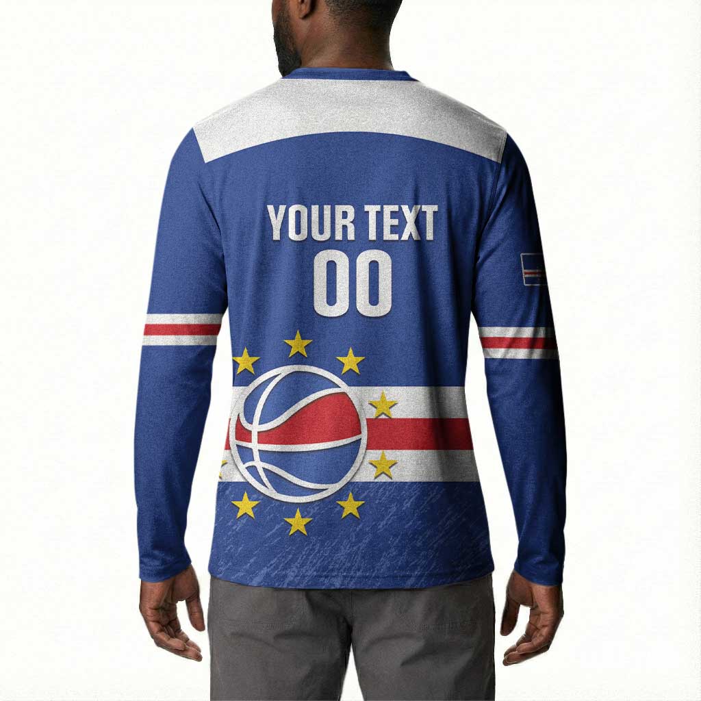 Cape Verde Basketball Custom Button Sweatshirt Come On Blue Sharks