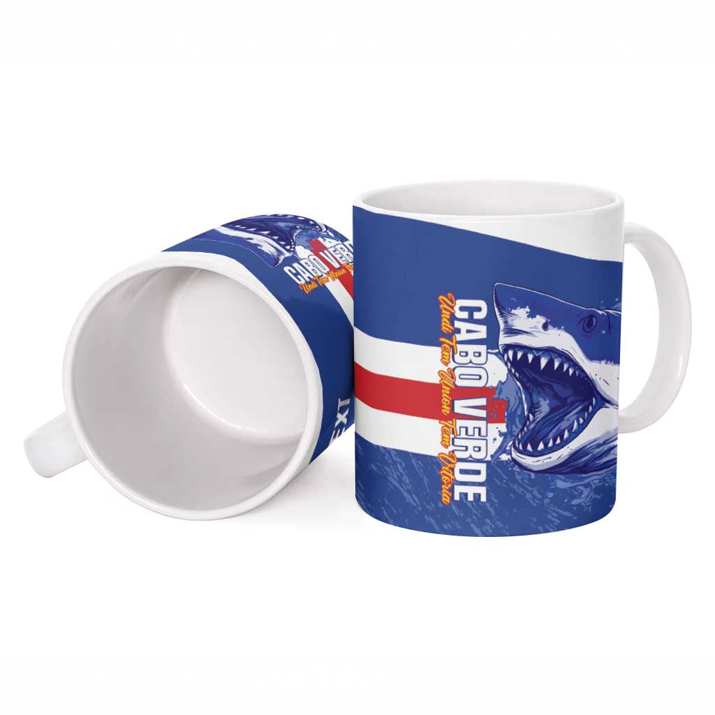 Cape Verde Basketball Custom Ceramic Mug Come On Blue Sharks