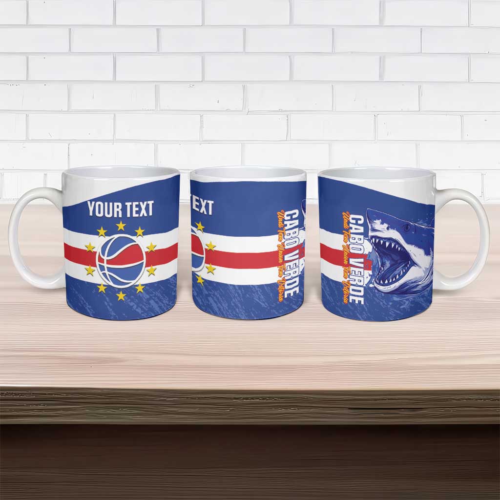 Cape Verde Basketball Custom Ceramic Mug Come On Blue Sharks