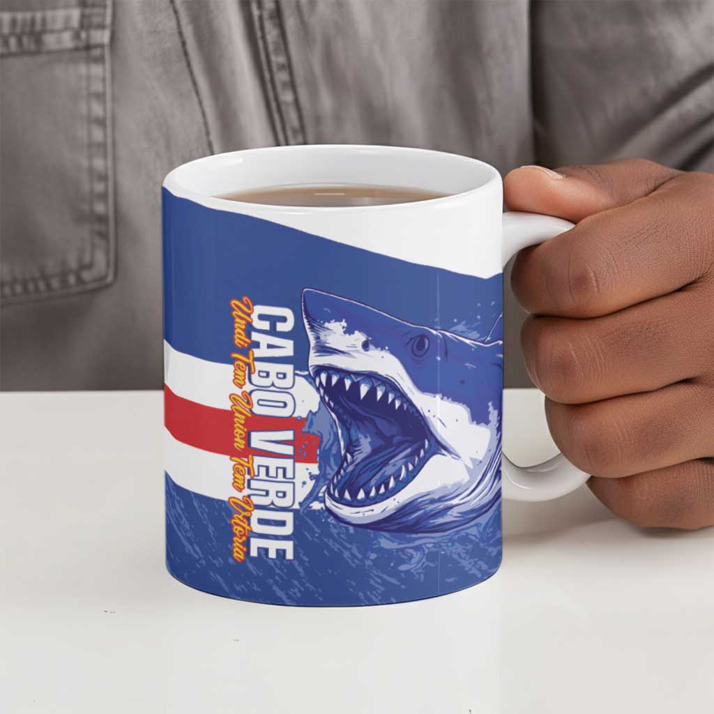Cape Verde Basketball Custom Ceramic Mug Come On Blue Sharks