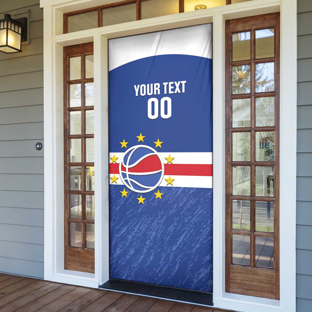Cape Verde Basketball Custom Door Cover Come On Blue Sharks