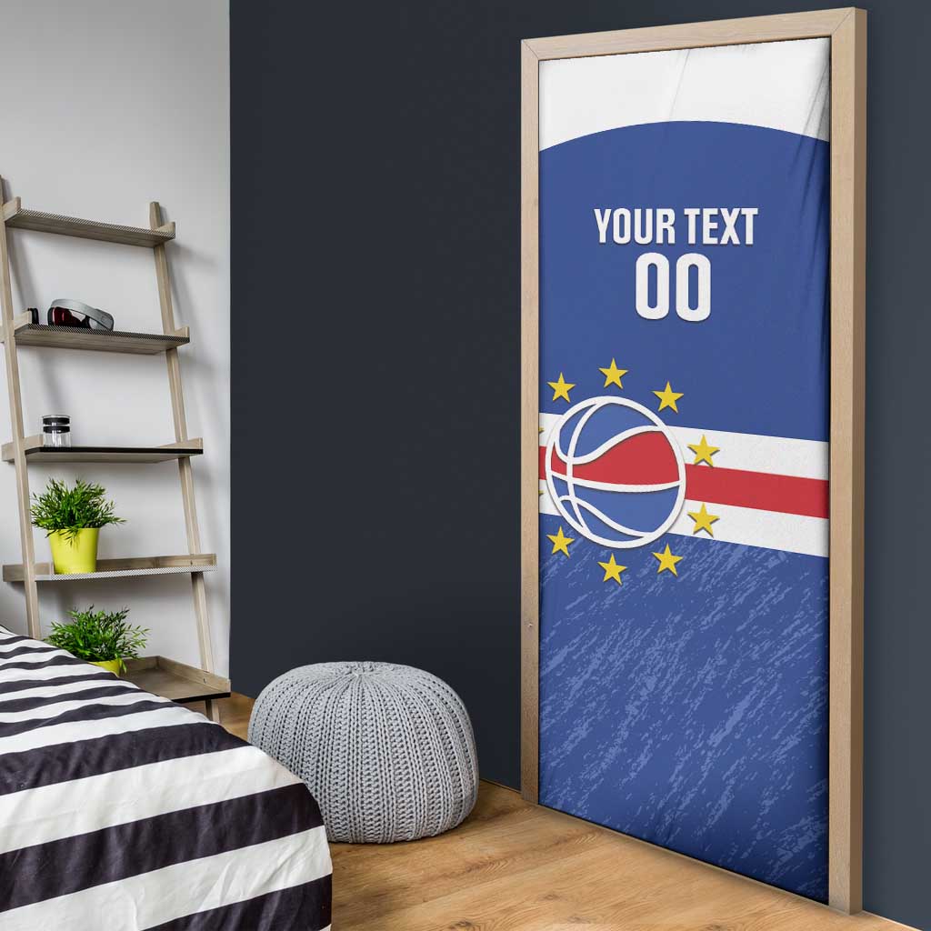 Cape Verde Basketball Custom Door Cover Come On Blue Sharks