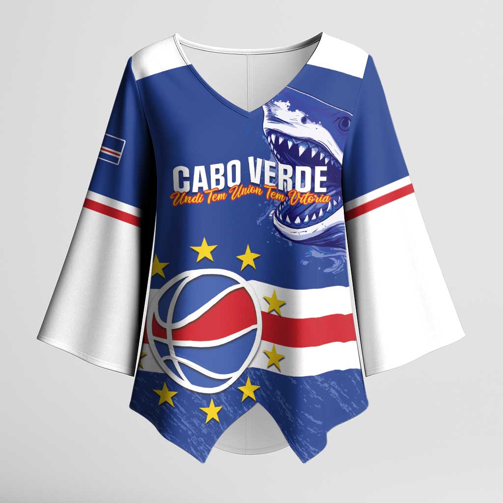 Cape Verde Basketball Custom Kimono Sleeve Blouse Come On Blue Sharks