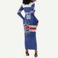 Afro Basketball Custom Cape Verde Long Sleeve Bodycon Dress Come On Blue Sharks - African Pride