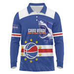 Afro Basketball Custom Cape Verde Long Sleeve Polo Shirt Come On Blue Sharks - African Pride