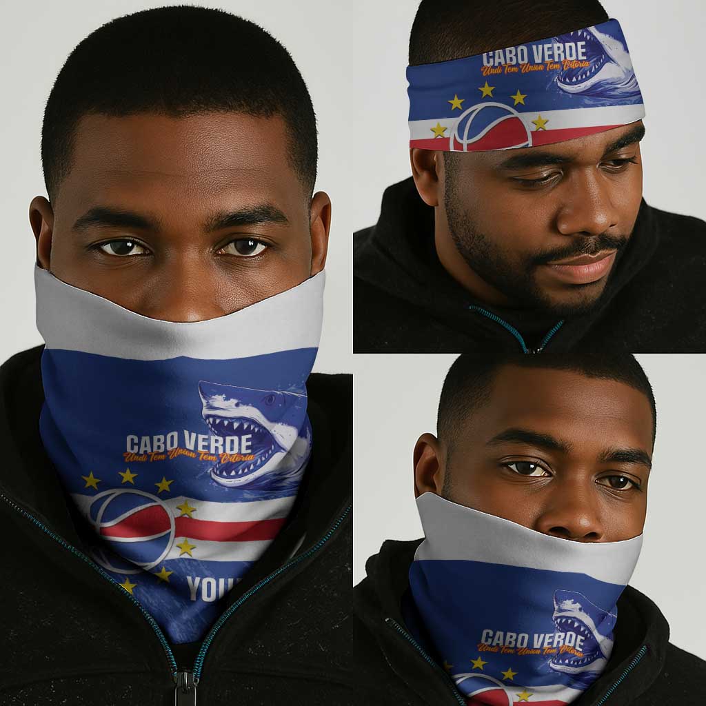 Afro Basketball Custom Cape Verde Neck Gaiter Come On Blue Sharks LT14