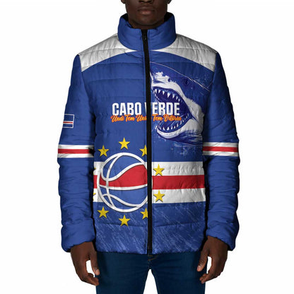 Cape Verde Basketball Custom Padded Jacket Come On Blue Sharks