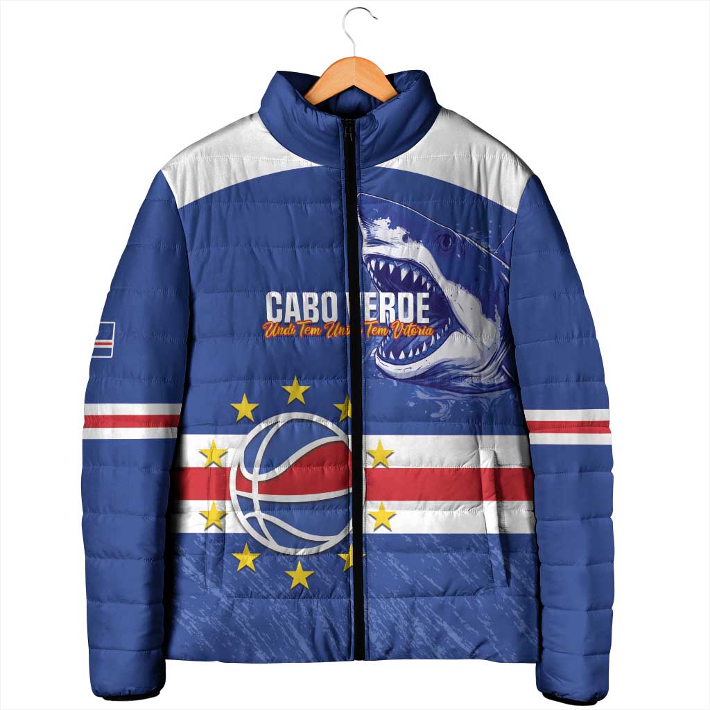Cape Verde Basketball Custom Padded Jacket Come On Blue Sharks