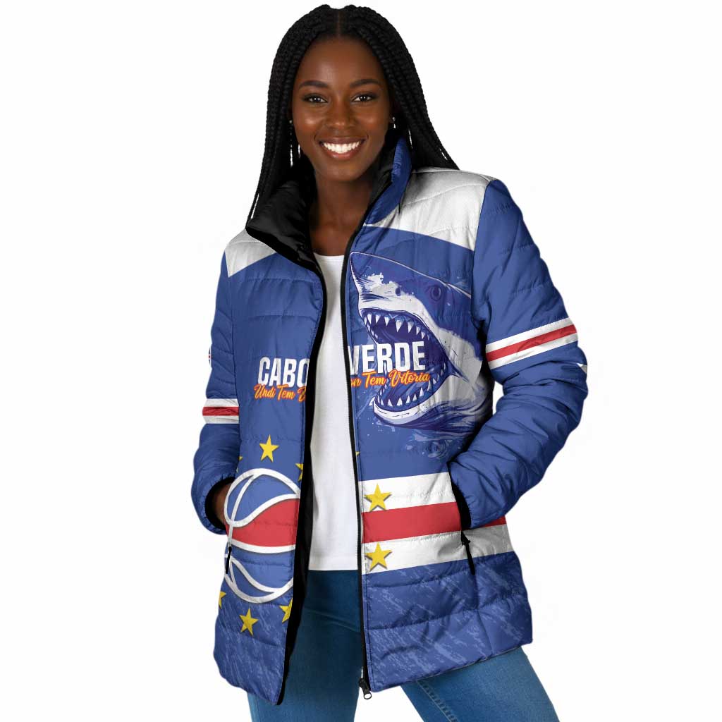 Cape Verde Basketball Custom Padded Jacket Come On Blue Sharks