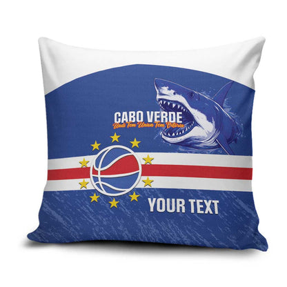 Cape Verde Basketball Custom Pillow Cover Come On Blue Sharks