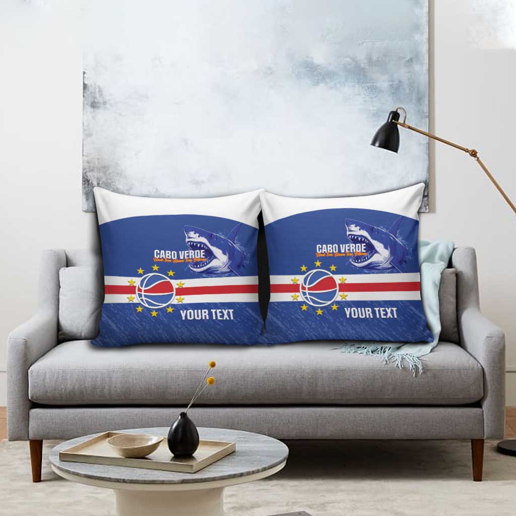 Cape Verde Basketball Custom Pillow Cover Come On Blue Sharks