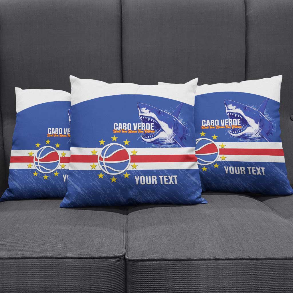 Cape Verde Basketball Custom Pillow Cover Come On Blue Sharks