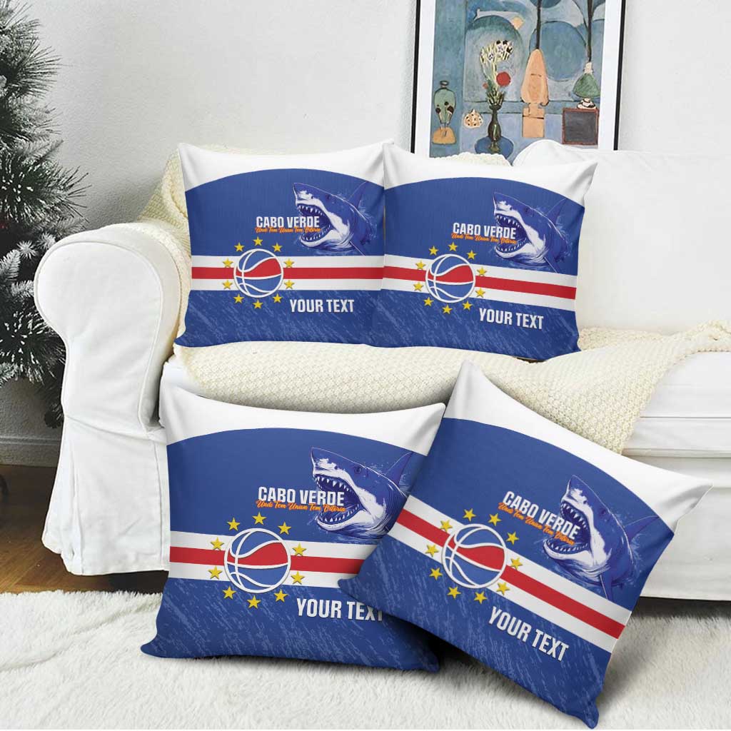 Cape Verde Basketball Custom Pillow Cover Come On Blue Sharks