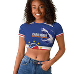 Afro Basketball Custom Cape Verde Raglan Cropped T shirt Come On Blue Sharks - African Pride