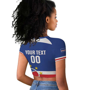 Afro Basketball Custom Cape Verde Raglan Cropped T shirt Come On Blue Sharks - African Pride