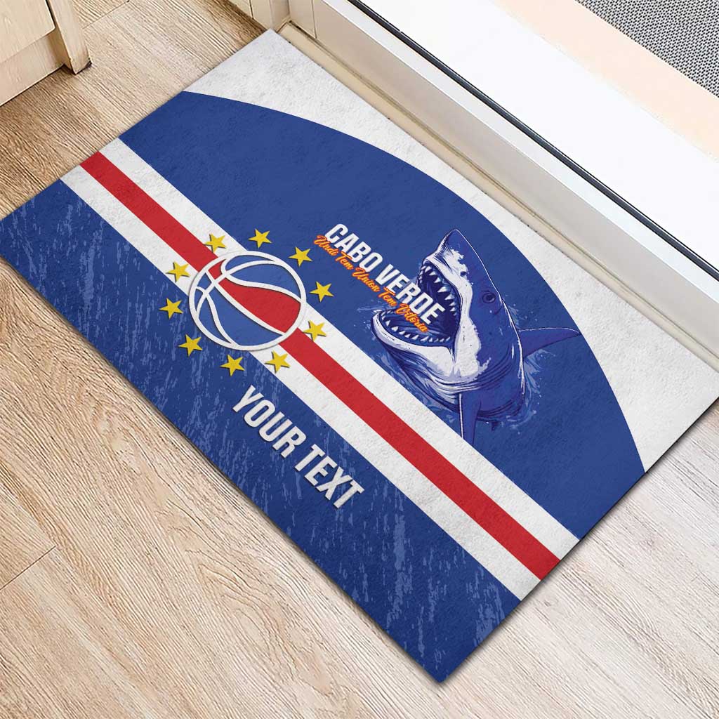 Afro Basketball Custom Cape Verde Rubber Doormat Come On Blue Sharks - African Pride